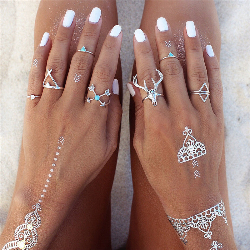 Silver Deer Triangle Ring
