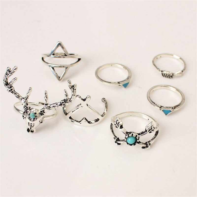 Silver Deer Triangle Ring