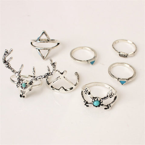 Silver Deer Triangle Ring