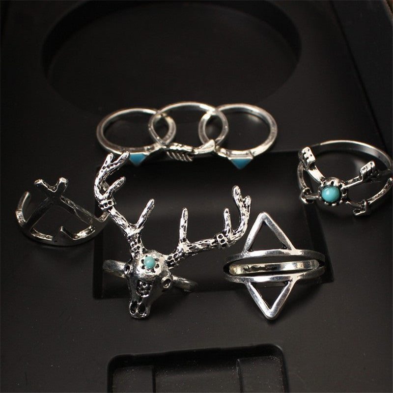Silver Deer Triangle Ring