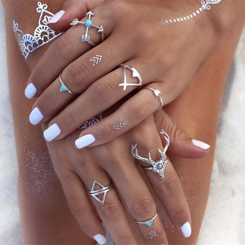 Silver Deer Triangle Ring