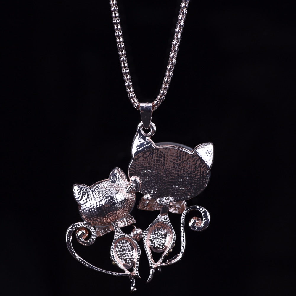 Cute Cat Crystal Chain Choker