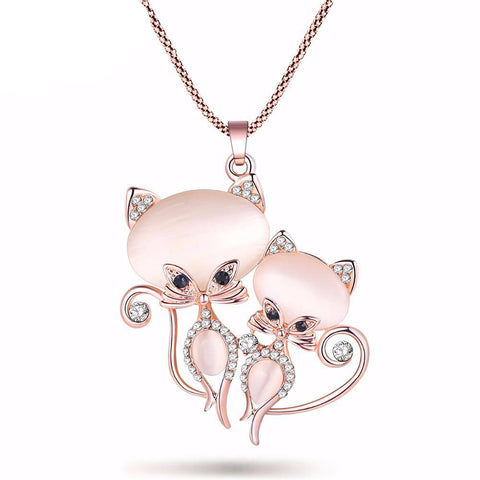 Cute Cat Crystal Chain Choker