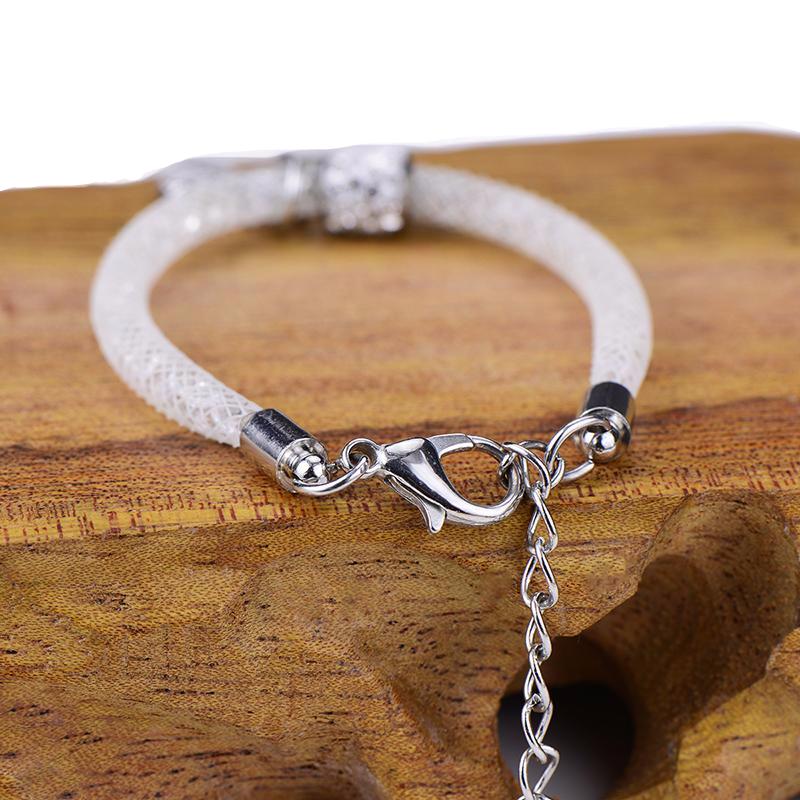 Lovely Bow White Mesh Charm Bracelet