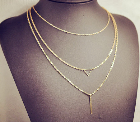 Bohemia 3 Layer Triangle Necklace