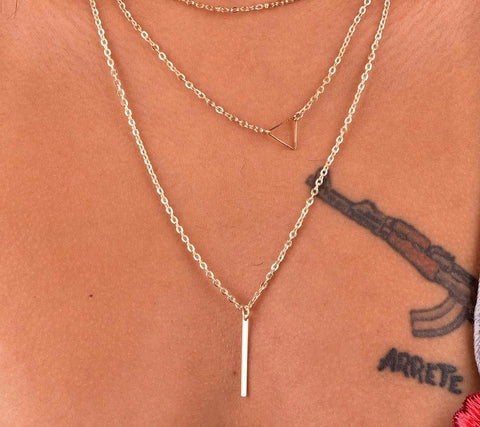 Bohemia 3 Layer Triangle Necklace