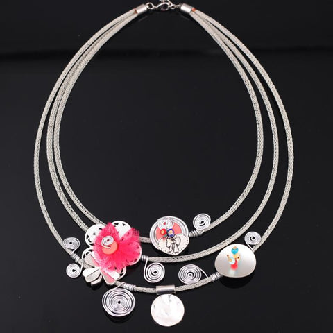 Colorful Acrylic Zinc Shell  Necklace
