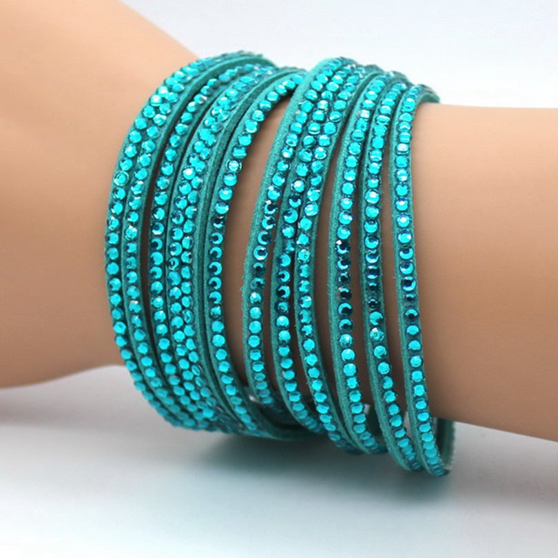 Multi Color Crystal Leather Bracelets