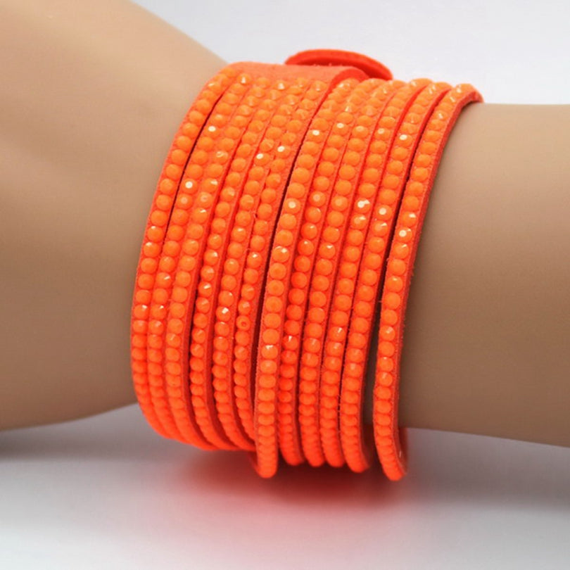 Multi Color Crystal Leather Bracelets