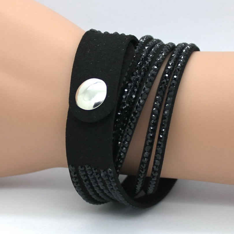 Multi Color Crystal Leather Bracelets