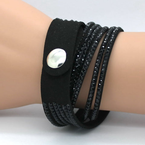 Multi Color Crystal Leather Bracelets