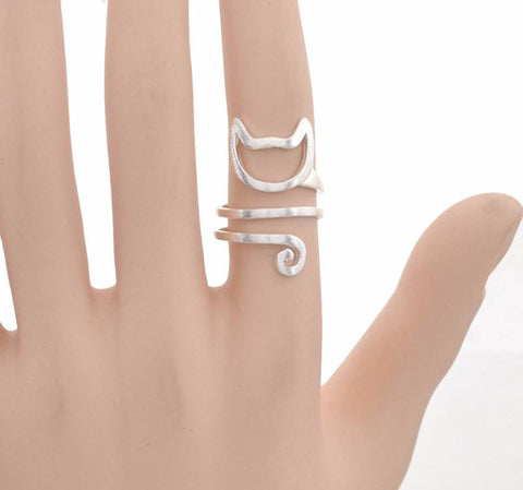 Matte Kitten Cat Wrap Ring