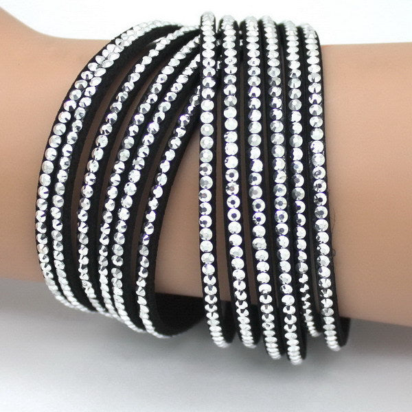 Multi Color Crystal Leather Bracelets
