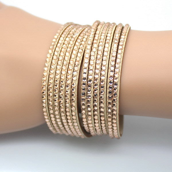 Multi Color Crystal Leather Bracelets