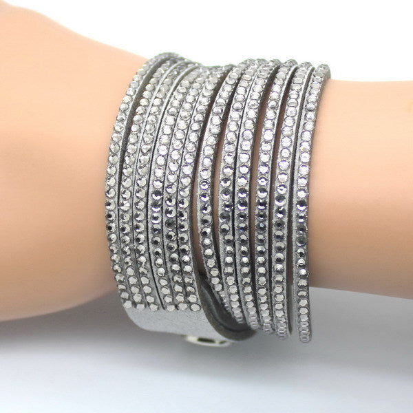 Multi Color Crystal Leather Bracelets