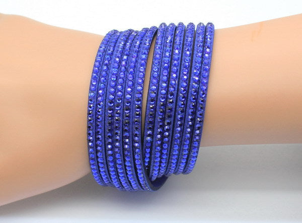 Multi Color Crystal Leather Bracelets