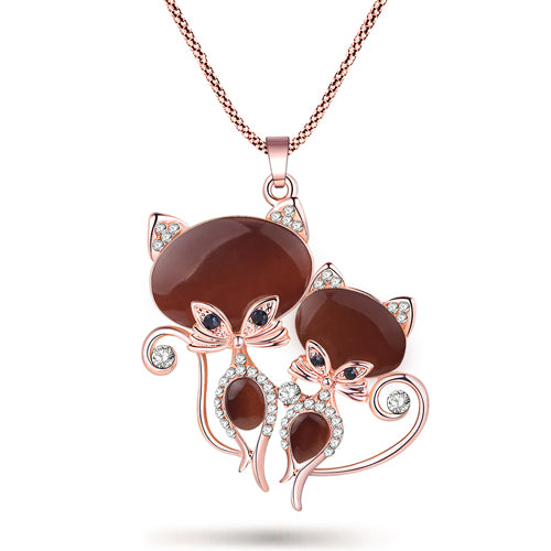 Cute Cat Crystal Chain Choker