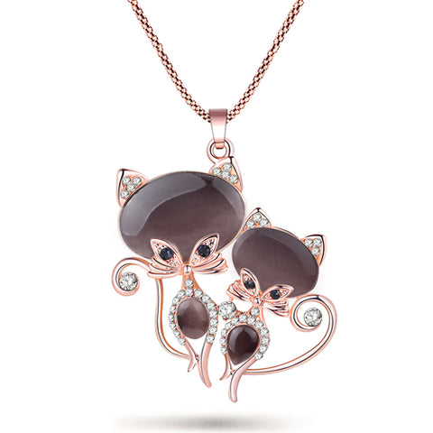 Cute Cat Crystal Chain Choker