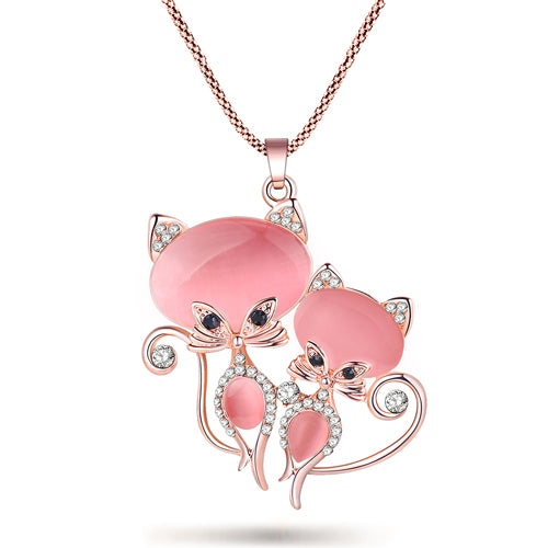 Cute Cat Crystal Chain Choker
